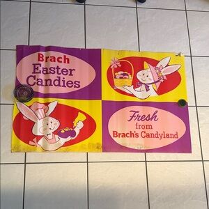 Lg 1960s Brach's Candy Easter Candies Display Original Grocery Store Sign Vtg